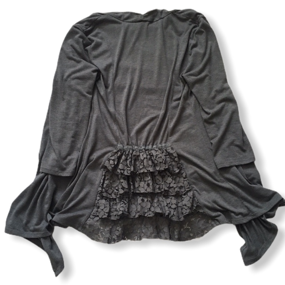 Eyeshadow Blue Open Front Ruffle Back Cardigan XS - Picture 5 of 7